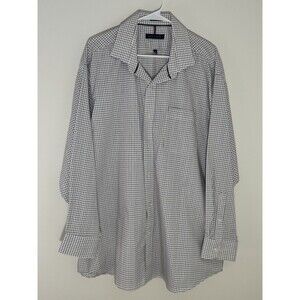Tommy Hilfiger Men's 2XL White Checkered Long Sleeve Button Down Dress Shirt